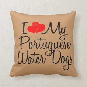 Almofada Eu Amo Meus Cachorros De Água Portugueses