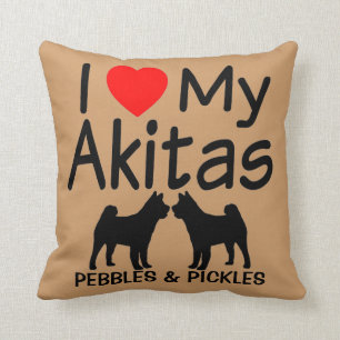 Almofada Eu Amo Meus Dois Cães Akita