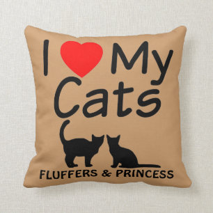Almofada Eu Amo Meus Dois Gatos