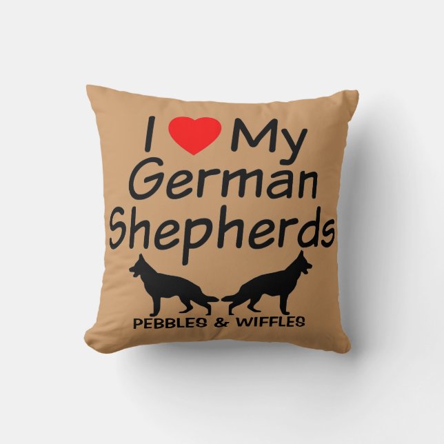 Almofada Eu Amo Meus Dois German shepherd (Frente)