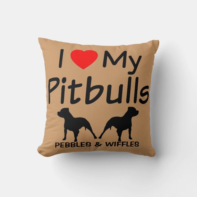 Almofada Eu Amo Meus Dois Pitbulls (Frente)