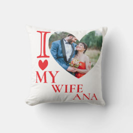 Almofada Eu Amo Minha Esposa Foto Personalizada Coração