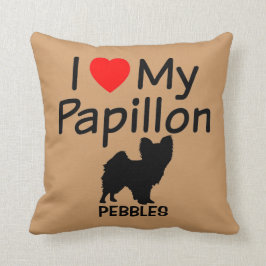 Almofada Eu Amo O Meu Travesseiro De Cachorro Papillon
