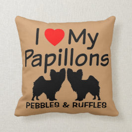 Almofada Eu Amo O Meu Travesseiro De Dois Cães De Papillon