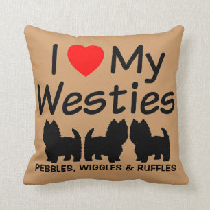Almofada Eu Amo O Meu Travesseiro De Três Cães Westie