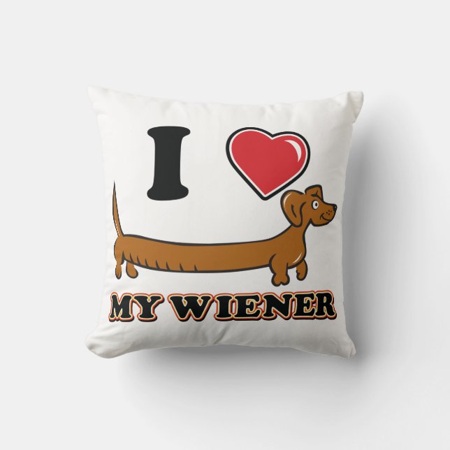 Almofada Eu amo o meu Weiner - Doxie (Frente)