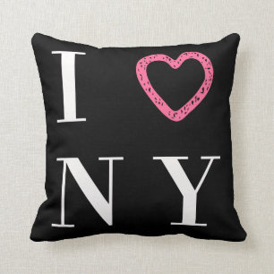 Almofada Eu amo o travesseiro reversível de NY - preto,