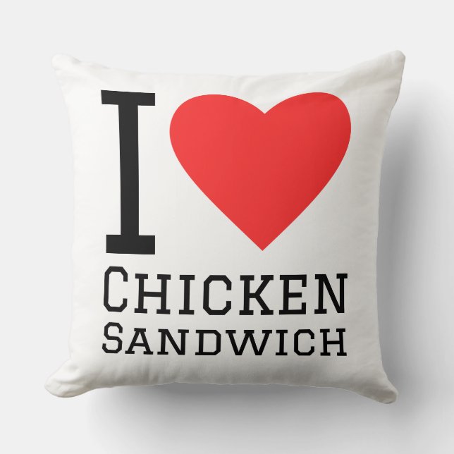 Almofada Eu amo sanduíche de frango (Frente)