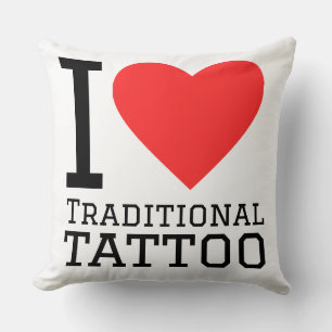 Almofada Eu amo tatuagem tradicional