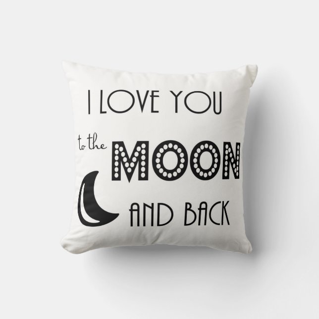 Almofada eu amo você da lua e de volta preto branco (Frente)