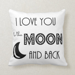 Almofada eu amo você da lua e de volta preto branco