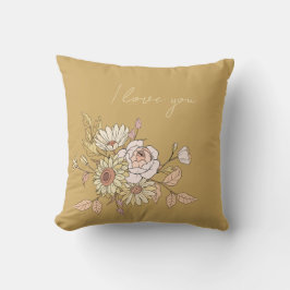 Almofada Eu Amo Você design | Botânico Dourado personalizad