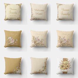 Almofada Eu Amo Você design | Botânico Dourado personalizad