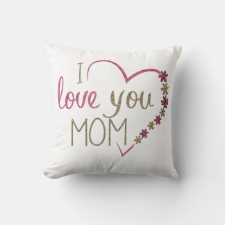 Almofada Eu Amo Você Mamãe Coração Floral