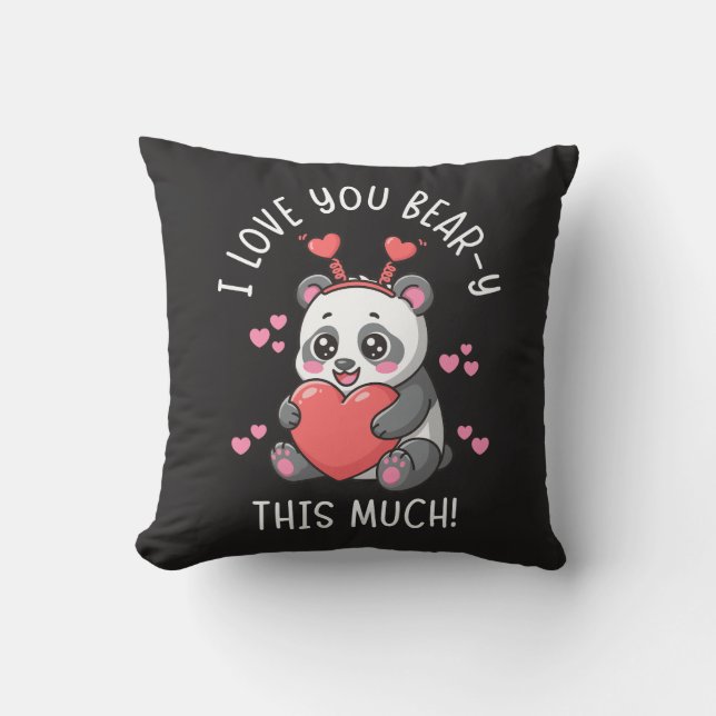 Almofada Eu Amo Você Urso Tanto Assim - Panda Fofo do Dia d (Frente)