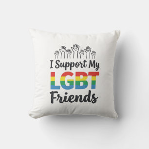 Almofada Eu Apoio Meus Amigos LGBT Orgulho Arco-Íris Vetor 