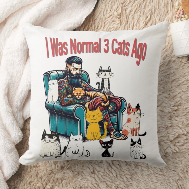 Almofada Eu Era Normal 3 Gatos Ago Travesseiro - Gato Engra (Cobertor)