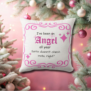 Almofada Eu fui um Anjo, Letras Rosa de Natal