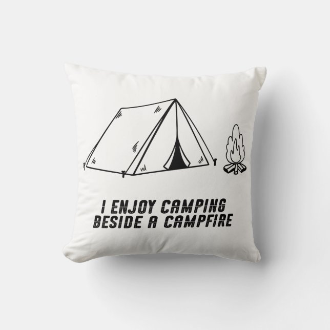 Almofada Eu gosto de acampar ao lado de uma fogueira (Frente)