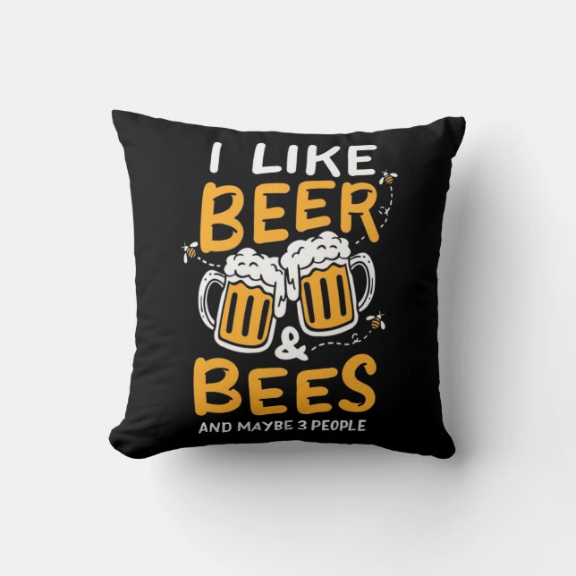 Almofada Eu Gosto De Cerveja E Abelhas (Frente)
