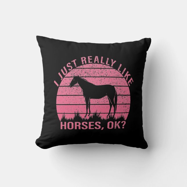 Almofada Eu gosto muito de cavalos em rosa-Rosa (Frente)