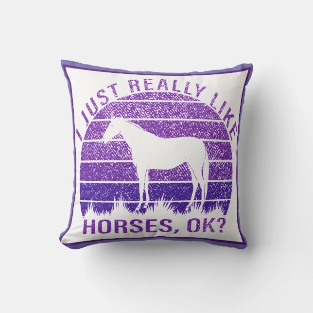 Almofada Eu gosto muito de cavalos em roxo (Frente)