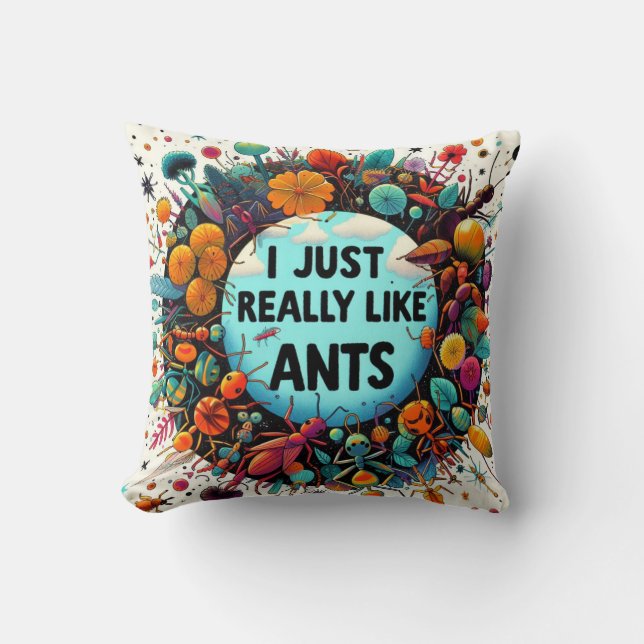 Almofada Eu gosto muito de formigas para amantes coletoras  (Frente)