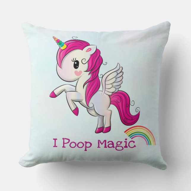 Almofada Eu Poop Magic Funny Unicorn Dizendo (Frente)