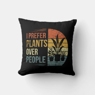 Almofada Eu Prefiro Plantas a Pessoas Camiseta Retro Amante