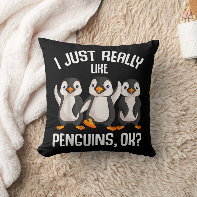 Almofada Eu Realmente Gosto De Pinguins Crianças Meninas Mu (Cobertor)
