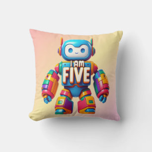 Almofada Eu sou cinco robôs para crianças 5 Birthday Tech R