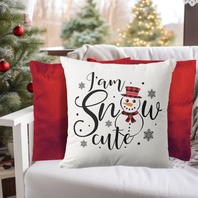 Almofada Eu sou Snow Cute Winter Snowman (I am Snow Cute Winter Snowman Throw Pillow)