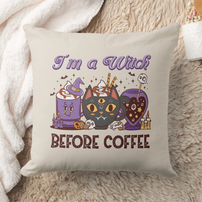 Almofada Eu sou uma bruxa antes do café (Cobertor)