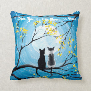 Almofada Eu te amo à lua e ao gato traseiro