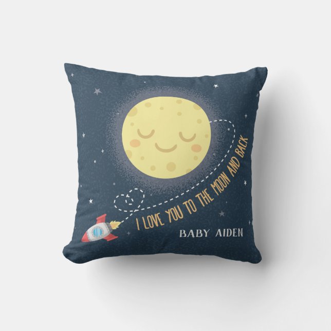 Almofada Eu Te Amo Até a Lua e de Volta Berçário Espacial d (Frente)