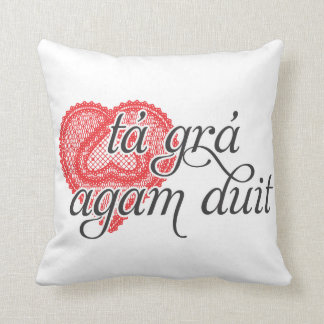 Almofada Eu te amo no irlandês - duit do agam do grá do tá