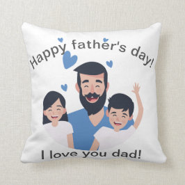 Almofada Eu te amo pai, família feliz do dia dos pais feliz
