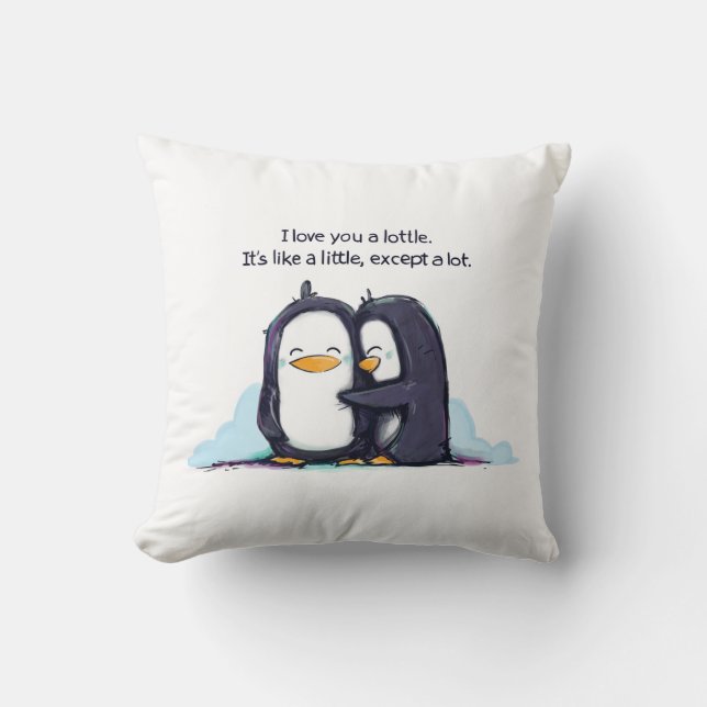 Almofada Eu te amo pinguins de um Lottle - travesseiro (Frente)