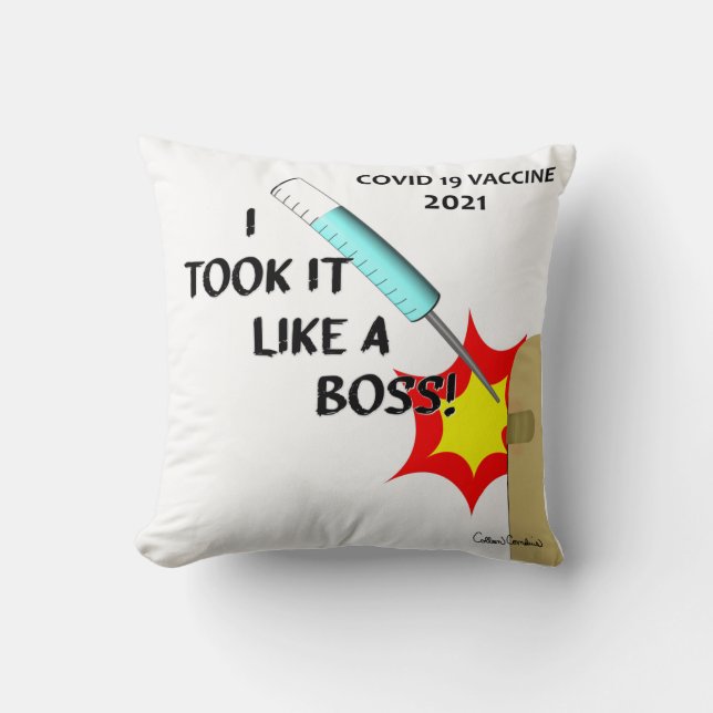 Almofada Eu Tomei Como Um Chefe - Vacina 2021 - Versão 1 (Frente)