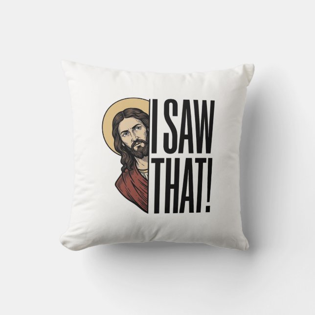 Almofada Eu Vi Esse Engraçado Olhar Religioso Design Gráfic (Frente)