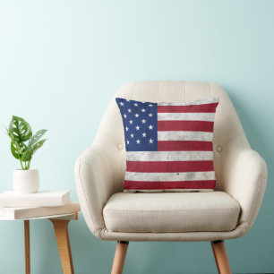Almofada EUA bandeira vintage vermelho branco azul América