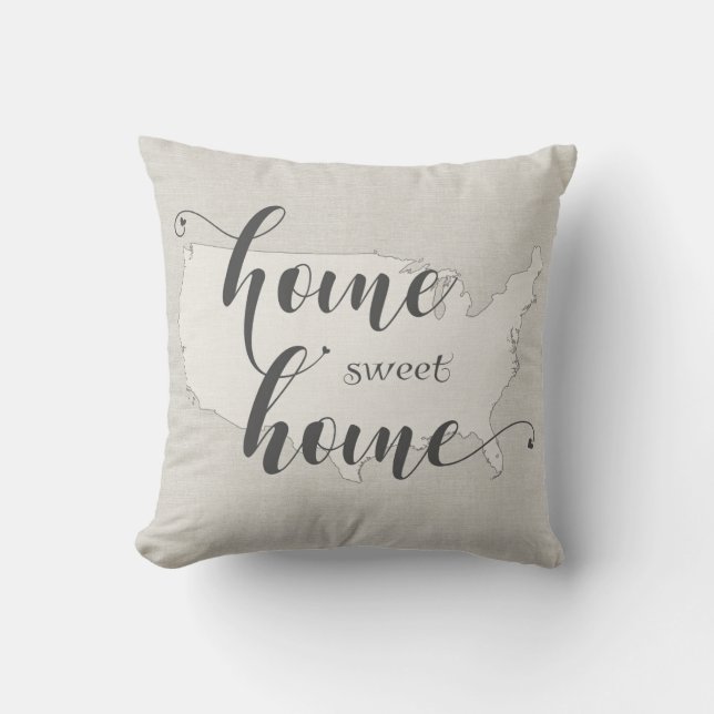 Almofada EUA - Home Sweet Home Burlap look (Frente)
