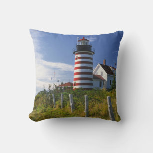 Almofada EUA, Maine, Lubec. Farol West Quoddy Head