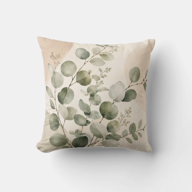 Almofada Eucalyptus Botanical Leaves Decorative Pillow (Frente)