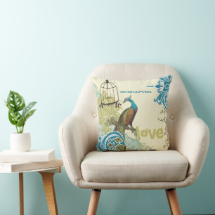 Almofada Everafter Bride Teal Limão Peacock Birdcage