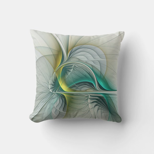 Almofada Evolução Fractal, Turquesa Ouro (Frente)