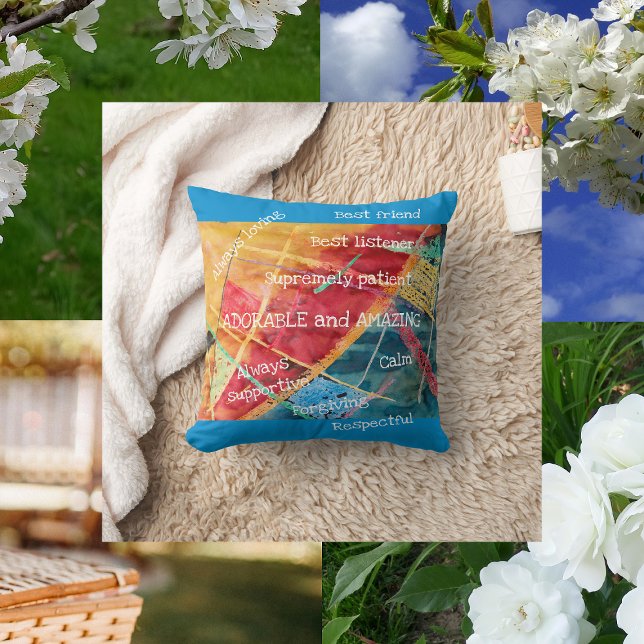 Almofada Excelente Moderno Elegante Mãe Adorável (To an Adorable and Amazing Mother on Mother's Day! Elegant pillow with an amazing mother's qualities)