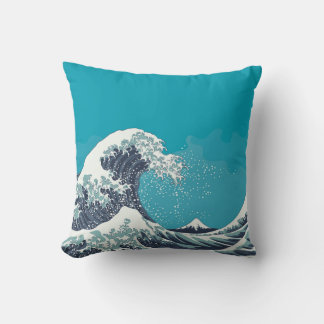 Almofada Excelente Wave e Monte Fuji vintage madeira japone