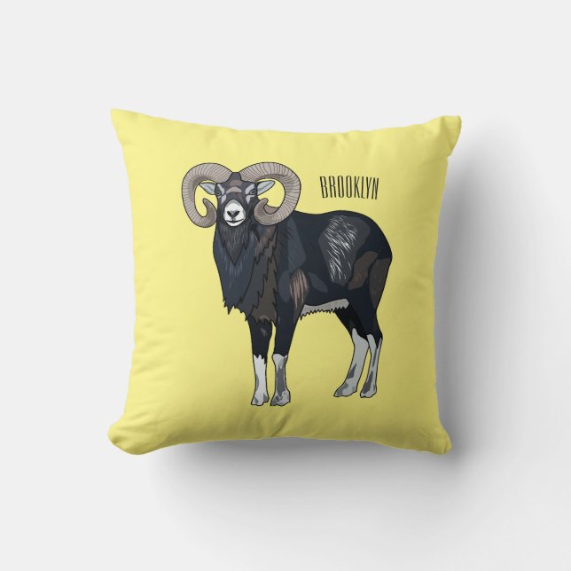Almofada Exemplo de desenho animado de ovelhas Mouflon (Frente)