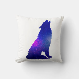 Almofada Exibição de Lobo Espacial - Escolher cor de fund